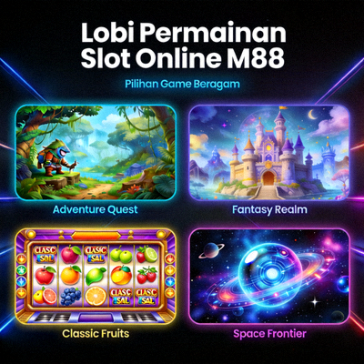 Lobi permainan slot online M88 menampilkan berbagai pilihan game dengan tema yang beragam